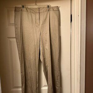 Judith Hart || Women's Size 16 || Beige Straight Leg Pants || Cotton || ONE FLAW